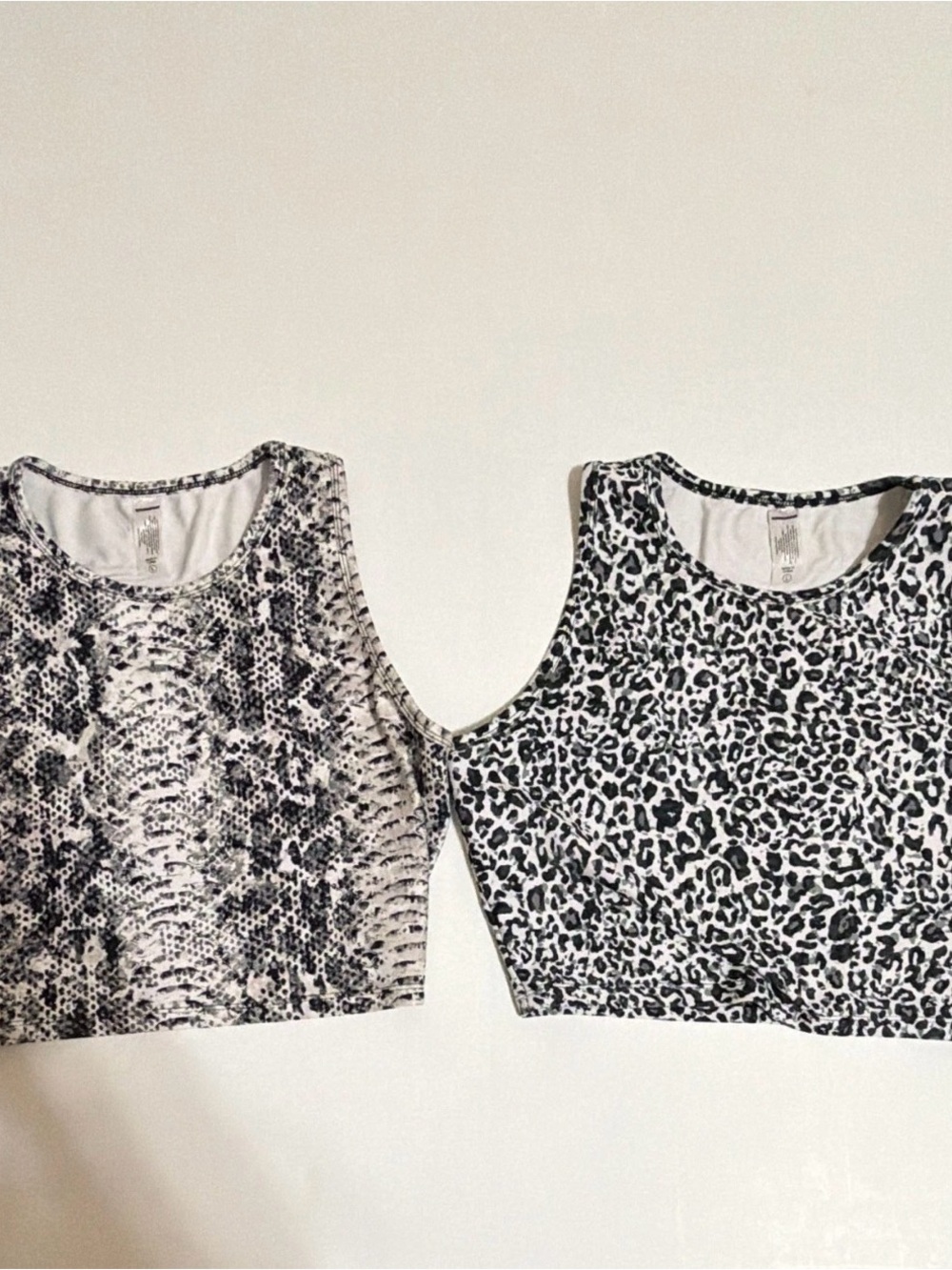 Nova Sport Women's Animal Print Crop Tank Tops - Black & White (set of 2)